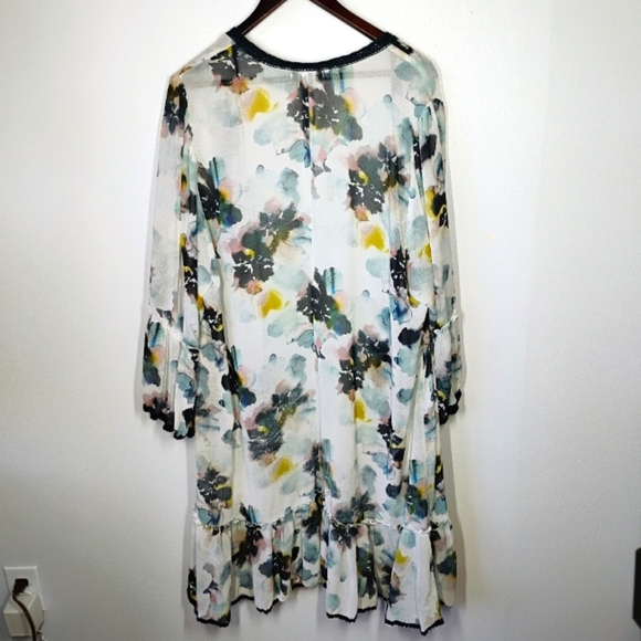 Torrid Textured Chiffon Midi Ruffle Kimono Womens Plus Size 2X Boho Bohemian - Picture 12 of 14